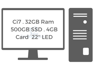 Core i7 . 10th Gen . 32GB Ram . 500GB SSD . 4GB Card . 22'' LED