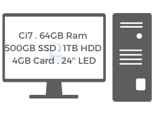 Core i7 . 12th Gen. 64GB Ram . 500GB SSD . 1TB HDD . 4GB Card . 24'' LED